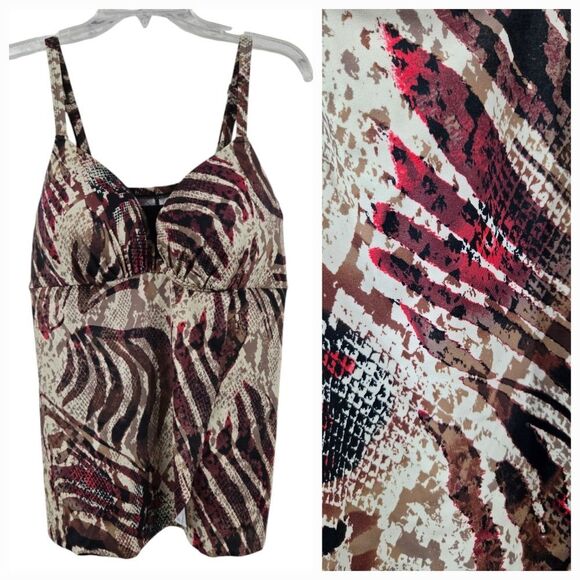 Swimsuits For All Women's Plus 38D Bra Sized Faux Flyaway Underwire Tankini Top - Picture 1 of 15